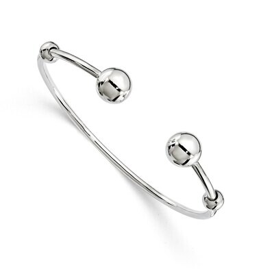 with Bead Stoppers Child Cuff Bangle Sterling Silver Polished SS5047, MPN: SS5047,