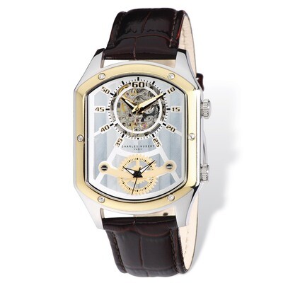 Charles Hubert IP 2-tone Leather 38x46mm Dual Tme Watch Men&#39;s XWA4796, MPN: XWA4796, 848870006636