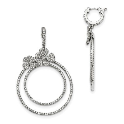 CZ Hinged Hoop Dangle Earrings Sterling Silver Rhodium-plated QMP1491, MPN: QMP1491, 191101074301