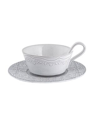 Bordallo Pinheiro Pinheiro Rua Nova Tea Cup and Saucer Antique White 65020884, MPN: 65020884, 56004…