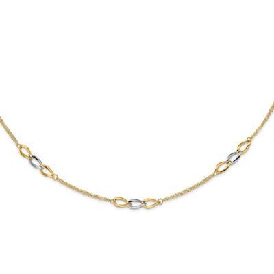 Polished with .25 Inch Extension Fancy Link Necklace 14k Two-Tone Gold SF2616-31.5, MPN: SF2616-31.…