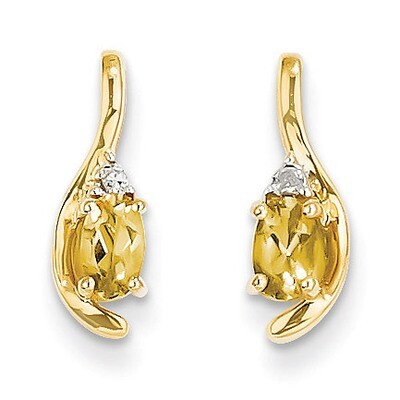 Diamond &amp; Citrine Earrings 14k Gold XBS433, MPN: XBS433, 883957857886