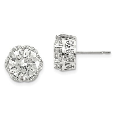 CZ Post Earrings 10k White Gold Polished 10YC386W, MPN: 10YC386W, 883957831312