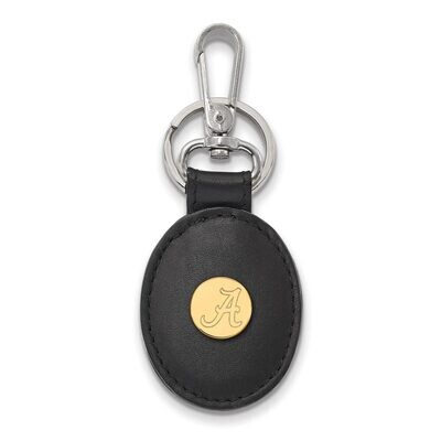 University of Alabama Black Leather Oval Key Chain Gold-plated Silver GP013UAL-K1, MPN: GP013UAL-K1…