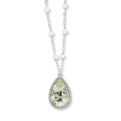 18Green Quartz &amp; Rainbow Moonstone Necklace Sterling Silver QX910AG, MPN: QX910AG, 716838207688