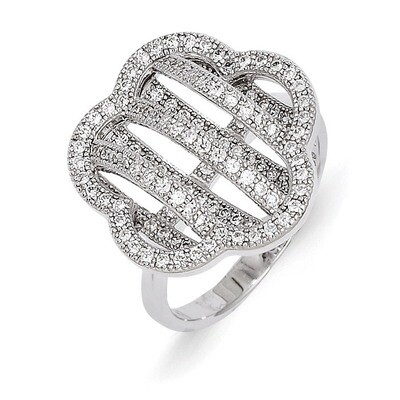 CZ Brilliant Embers Flower Ring Sterling Silver QMP928-6