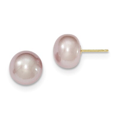 10-11mm Purple Button Cultured Pearl Stud Earrings 14k Gold X100BPU, MPN: X100BPU, 191101432859