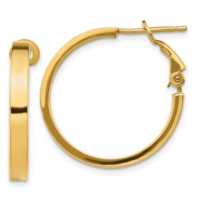 3x20mm Polished Square Tube Round Hoop Earrings 14k Gold PRE932, MPN: PRE932, 191101984242