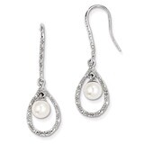 Diamond and Cultured Pearl Dangle Earrings Sterling Silver Rhodium-plated QE10320, MPN: QE10320, 88…