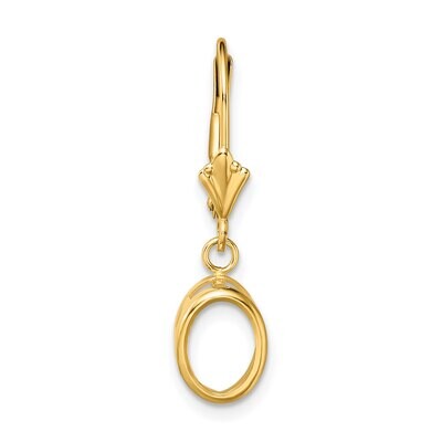 Oval 7 x 5mm Back-Set Dangle Leverback Earring Mounting 14k Yellow Gold YG411, MPN: YG411,