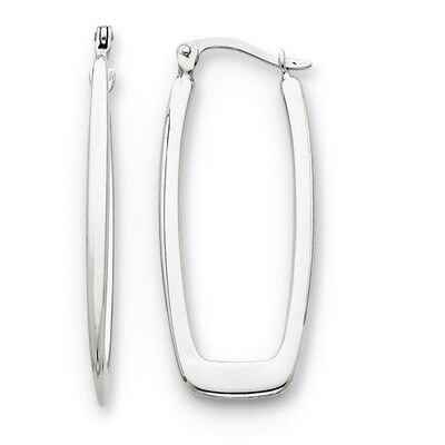 Polished 2.25mm Rectangle Hoop Earrings 14k White Gold TH291, MPN: TH291, 869786133186