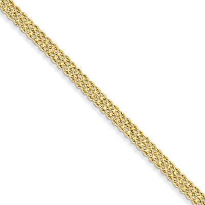 4.5mm Wide Triple Strand Rope Bracelet 7 Inch 14k Gold 012S3-7, MPN: 012S3-7, 886774083612