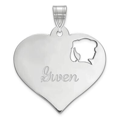 Heart with Girl Head Cutout Sterling Silver Rhodium-plated XNA790SS, MPN: XNA790SS, 191101671517