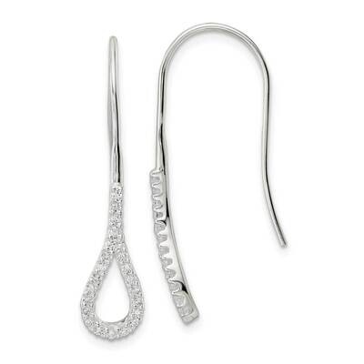 Teardrop CZ Diamond Dangle Earrings Sterling Silver Polished QE16224, MPN: QE16224, 196904149980