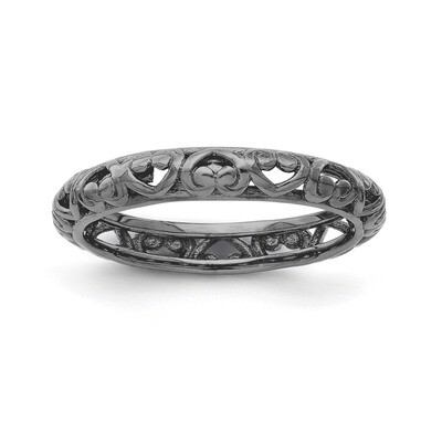 Black-plated Carved Ring - Sterling Silver QSK1612, MPN: QSK1612, 886774250601