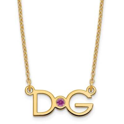 Medium 2 Initial with Birthstone Necklace Sterling Silver Gold-plated XNA1251GP, MPN: XNA1251GP,