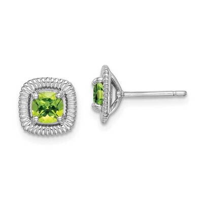 Peridot Square Post Earrings Sterling Silver Rhodium Plated QE14493AUG, MPN: QE14493AUG, 8839576087…