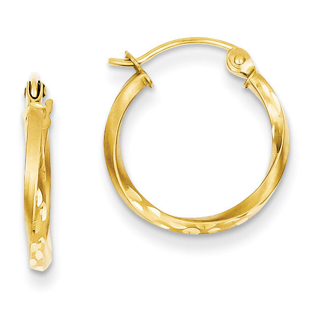 Satin Diamond Cut Hollow Twisted Hoop Earrings 14k Gold TL655, MPN: TL655, 883957468761