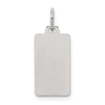 Engravable Rectangular Polish Front/Satin Back Disc Charm Sterling Silver Rhodium Plated QM505, MPN…