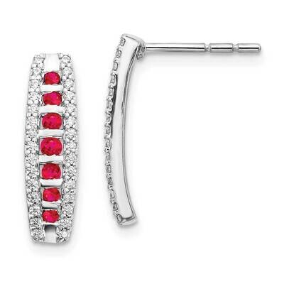 Ruby Fancy Earrings 14k White Gold Diamond EM3849-RU-030-WA, MPN: EM3849-RU-030-WA, 191101836220