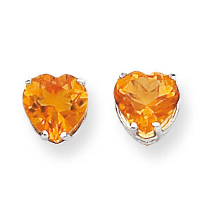Citrine Diamond heart stud earring 14k Gold XE100WCI, MPN: XE100WCI, 883957088938