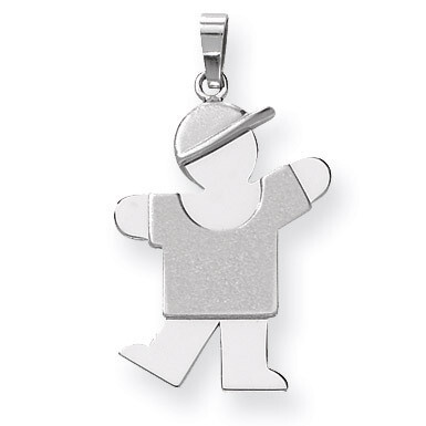 Medium Boy with Hat on Left Engravable Charm 14k White Gold XK316, MPN: XK316, 883957859354