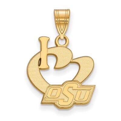 Oklahoma State University Large I love Logo Pendant Gold-plated Silver GP019OKS, MPN: GP019OKS, 886…