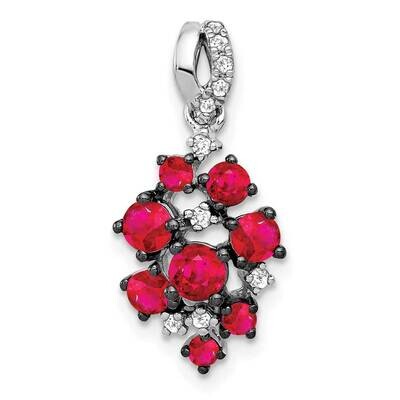 1/15ct. Diamond and .97 Ruby Cluster Pendant 14k White Gold PM5280-RU-007-WA, MPN: PM5280-RU-007-WA…