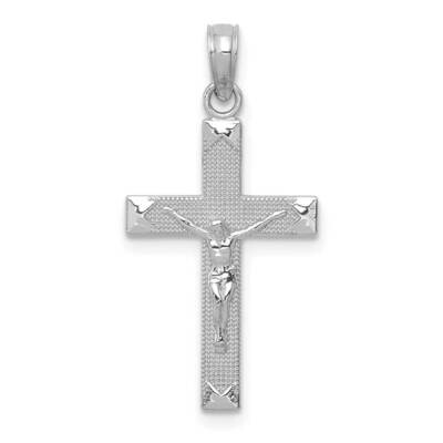 Beveled Tipped Crucifix Pendant 14k White Gold C4341W, MPN: C4341W,
