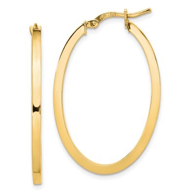 Leslie&#39;s 2mm Oval Hoop Earrings 14k Gold High Polished HB-LE1876, MPN: LE1876, 191101736605