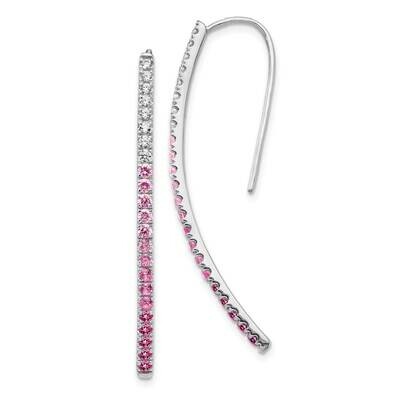 Pink Sapphire Earrings 14k White Gold Diamond EM4317-PS-038-WA, MPN: EM4317-PS-038-WA, 191101838378