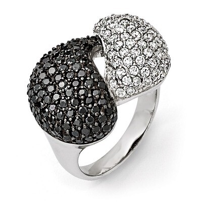 Black Rhodium Black White CZ Ring Sterling Silver QR5907-6