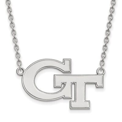 Georgia Institute of Technology Large Pendant with Chain Necklace 10k White Gold 1W010GT-18, MPN: 1…