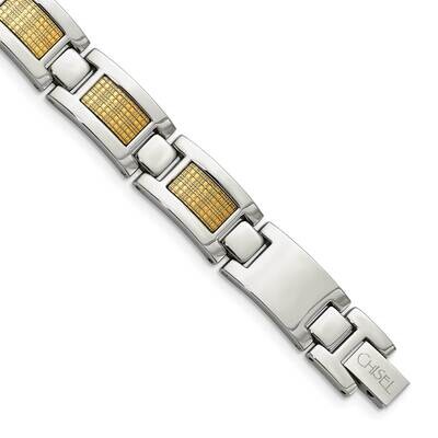 18k Gold Foil 8.25 Inch Bracelet Stainless Steel SRB351-8.25 by Chisel, MPN: SRB351-8.25, 883957746…