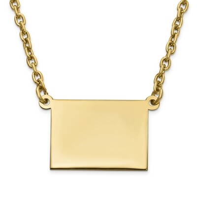 Wyoming State Pendant Necklace with Chain 14k Yellow Gold Engravable XNA706Y-WY, MPN: XNA706Y-WY, 8…