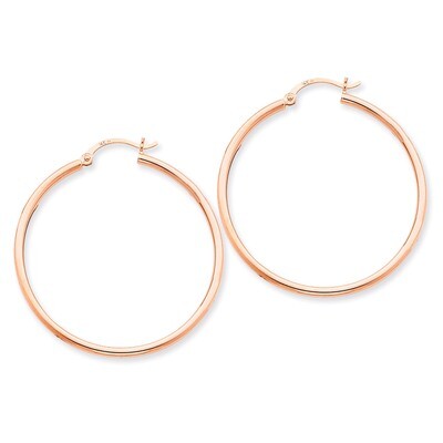 2mm Polished Hoop Earrings 14k Rose Gold TE526, MPN: TE526, 883957290867
