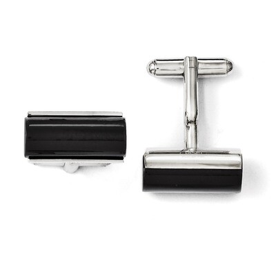 Black Agate Polished Cufflinks - Stainless Steel SRC226 by Chisel, MPN: SRC226, 886774973494