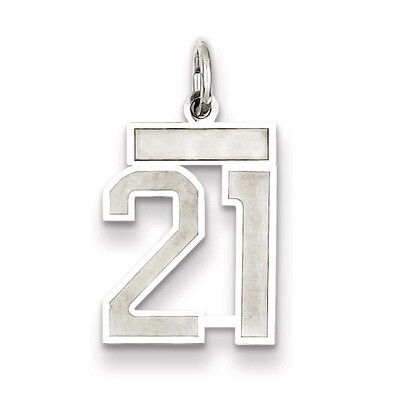 Charm Number 21 Satin Sterling Silver Small QPS21, MPN: QPS21, 191101282508