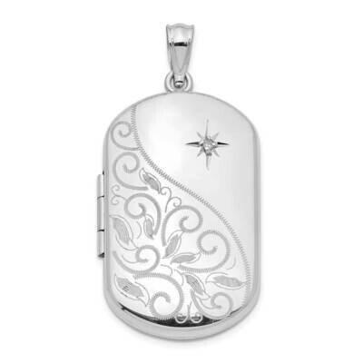 30mm Diamond Polished Scrolled Rectangular Locket Sterling Silver QLS960, MPN: QLS960, 883957959894