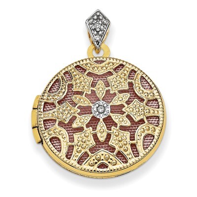 20Mm Round with Diamond Vintage Locket 14k Gold XL648, MPN: XL648, 191101190834