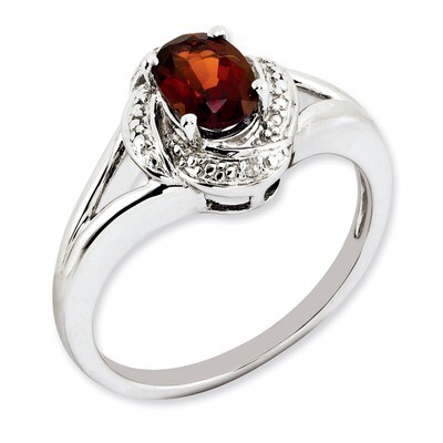 January Garnet Ring Sterling Silver Diamond QBR12JAN, MPN: QBR12JAN, 886774189048