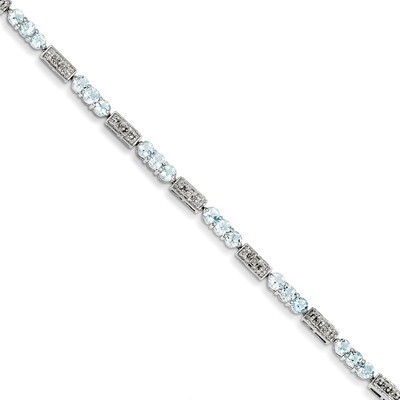 Aquamarine and Diamond Bracelet Sterling Silver QX861AQ, MPN: QX861AQ, 883957368900