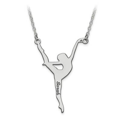 Laser Polished Dance Name Charm with Chain 14k White Gold XNA700W, MPN: XNA700W,