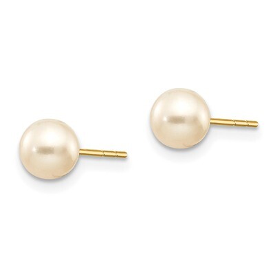 5mm Button Fresh Water Cultured Pearl Earrings - 14k Gold GK416 by Madi K, MPN: GK416, 883957532141