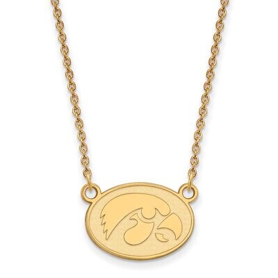 University of Iowa Small Pendant with Chain Necklace Gold-plated Silver GP056UIA-18, MPN: GP056UIA-…