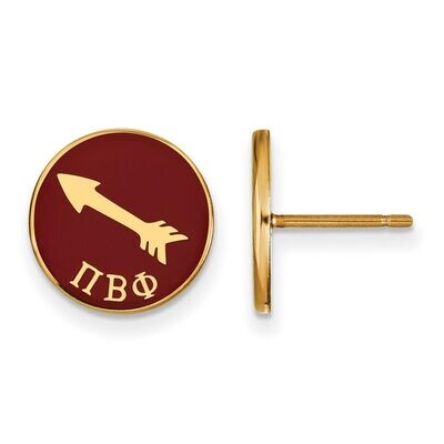 Pi Beta Phi Enameled Post Earrings Gold-plated Silver GP046PBP, MPN: GP046PBP, 886774945125