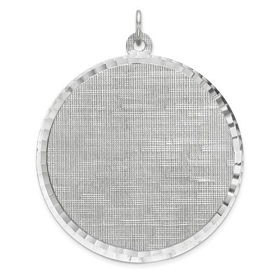 Engraveable Round Patterned Polished Front Back Disc Sterling Silver QM469/27P