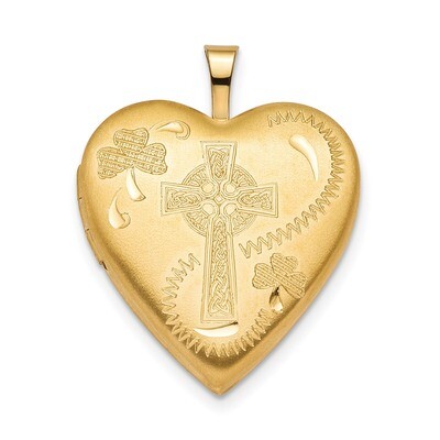 20mm Clover &amp; Cross Heart Locket Sterling Silver Gold-plated QLS804, MPN: QLS804,