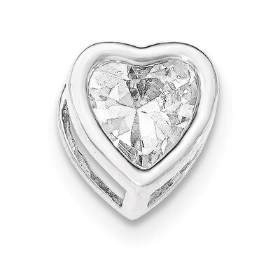 Polished Large Heart Shaped CZ Chain Slide Sterling Silver QP4475