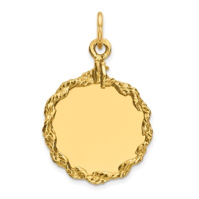 Engravable Round with Rope Polished Disc Sterling Silver Gold-plated QM501G/18, MPN: QM501G/18, 883…